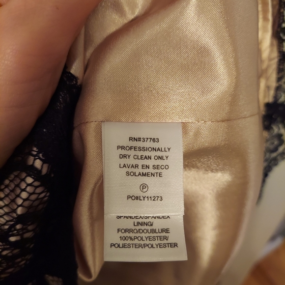 Laundry by Sheli Segal black floral lace sheer sleeves mini cocktail dress sz 6 - Picture 5 of 6